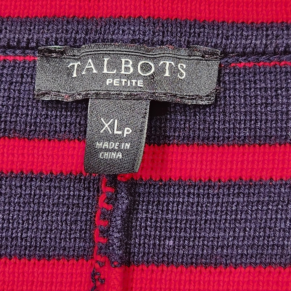 Talbots blazer XL Petite red blue striped knit double chest nautical preppy - Picture 4 of 13